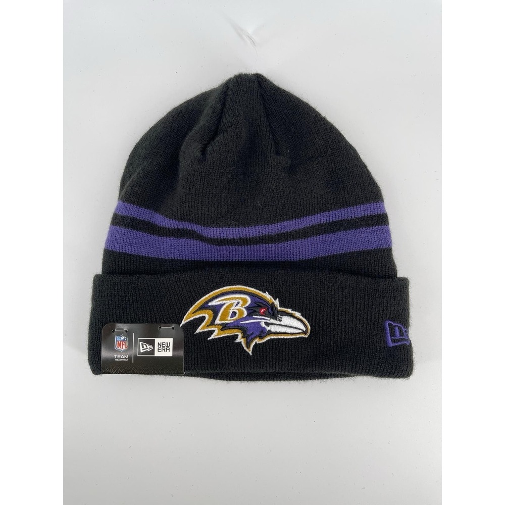 NWT New Era Baltimore Ravens Striped Beanie Black Purple